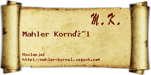 Mahler Kornél névjegykártya